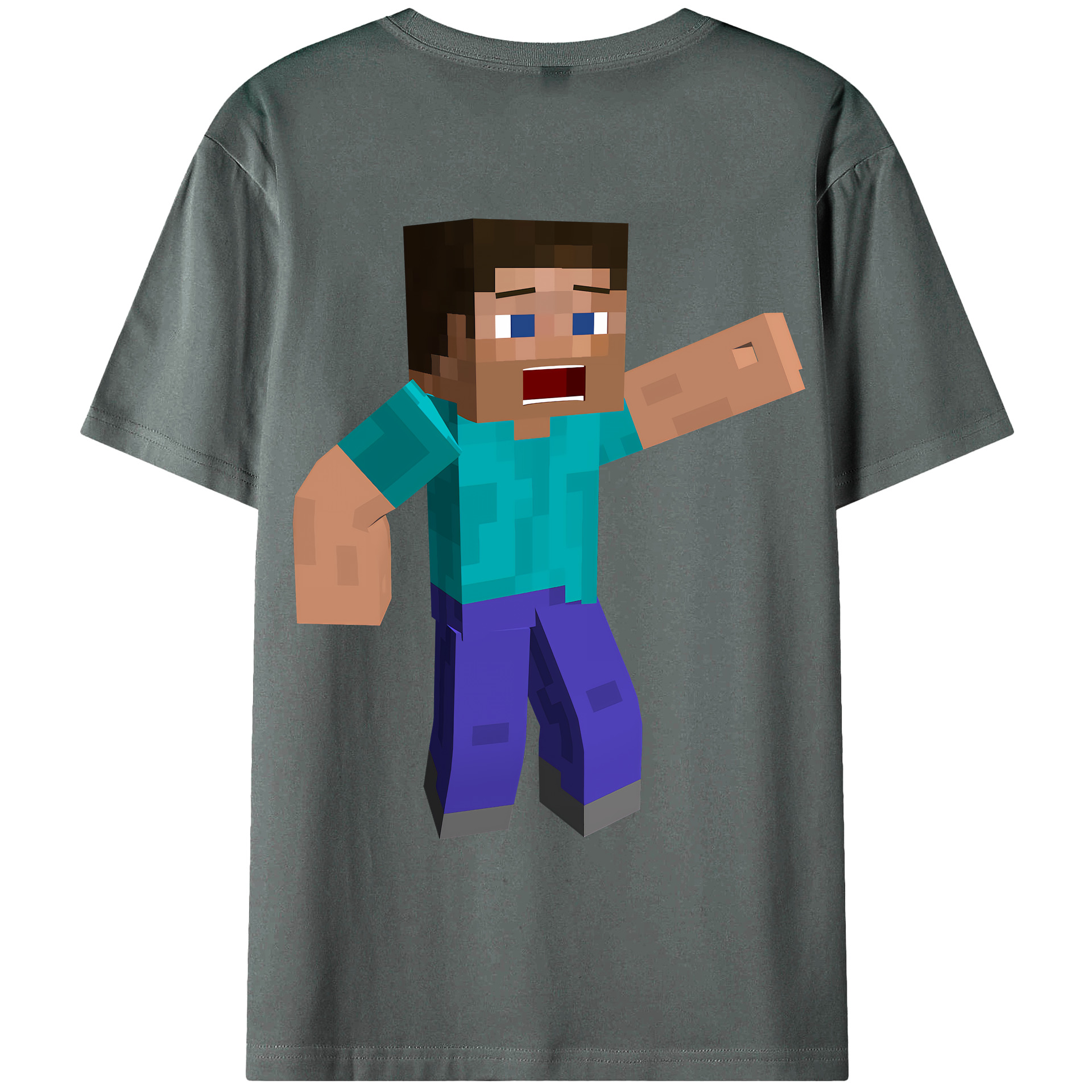 （画像用） マインクラフト ブロックの世界 Minecraft MC Block world 綿100％ メンズ半袖Tシャツ（バックプリント） 通気性